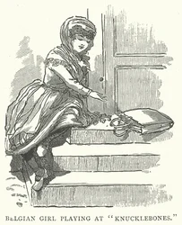 Belgian Girl Playing at Knucklebones