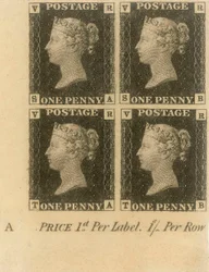 Block of Penny Black Stamps, c.1840