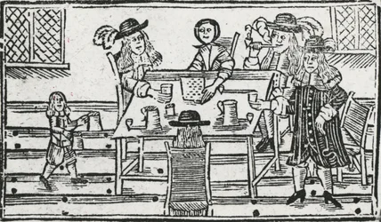 Boardgame and drinking at tavern