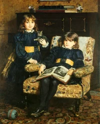 Book Plate Depicting Children Reading
