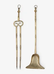 Brass tongs and shovel, c.1650-99