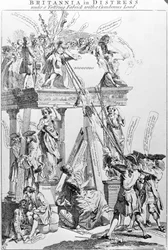 Britannia in Distress Under a Tottering Fabric with a Cumbersome Load, circa 1756
