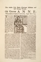 Broadside published on the death of Queen Anne, on Sunday 1st August 1714