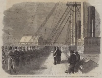 Calling the Roll on Board the Great Eastern shortly before her Departure from the Mersey with Troops for Canada