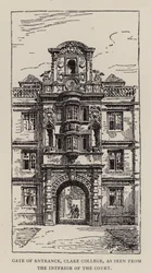 Gate of Entrance, Clare College, as seen from the Interior of the Court, Cambridge