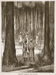 Cameron crossing the Luwati, illustration from The Pictorial Edition of the Life and Discoveries of David Livingstone by J. Ewing Richie