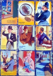 Cards for an English family murder mystery card game, I Commit, c. 1930