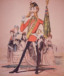 Caricature of Infantry Subaltern Holding Regimental Colours, from 