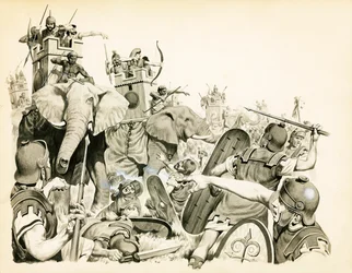 Carthaginians Using Their Elephants Against the Romans