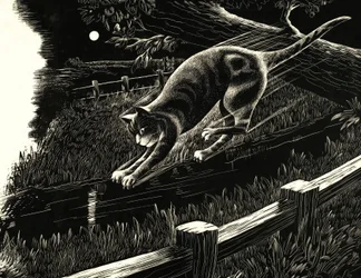 Cat Leaping from Branch