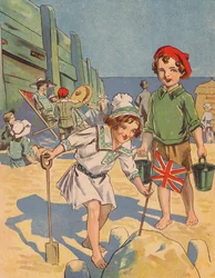 Children Building a Sand Castle