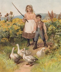 Children with Geese