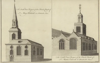 Church of St Mary Abchurch, Abchurch Lane and Church of St Martin Outwich in Threadneedle Street, London