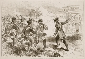 Clive Leading His Men Up to Conjeveram, Illustration from Cassell