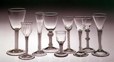 Collection of glasses with opaque twist stems, 1760-75