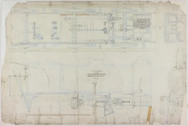Construction drawing for the 2-2-2 locomotive by R. & W. Hawthorn & Co. for the Great Northern Railway Co.