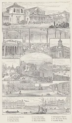 Convent Garden Market, Corn Exchange, Billingsgate Market, Coal Exchange, East India Docks, St Katherine Docks, Victoria Docks, West India Docks, London Docks