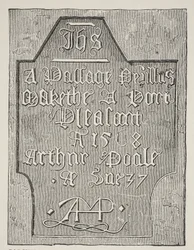 Copy of a carving by Arthur Poole on the wall of his prison cell in the Tower, 1568