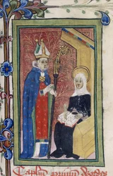 St. Bridget presents a message from Christ to a Bishop, from 