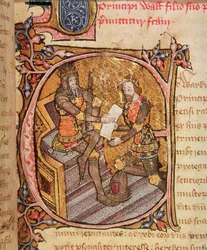 Edward III granting the Black Prince the principality of Aquitaine