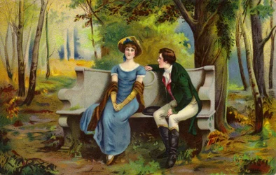 Couple sitting on a loveseat