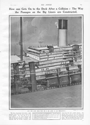 Cross section of the Titanic to show how passengers get on to the deck, from The Sphere, 11 May 1912