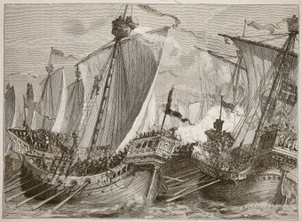Defeat of the French fleet in the English Channel (Illustration from Cassell