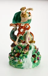 Derby figure of Neptune on a rocky base with waterfall and shells, c.1750-1800