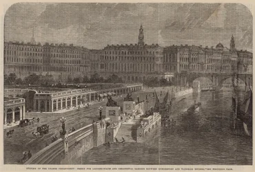Design for landing-stairs and ornamental gardens between Hungerford and Waterloo Bridges