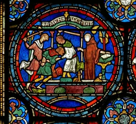 Detail from the Miracle Window depicting Mad Henry of Fordwich