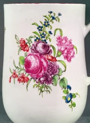 Detail of Longton Hall Trembly Rose mug decoration, c.1755