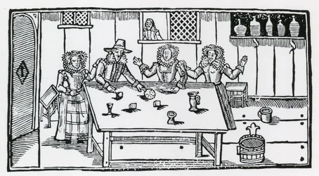 Dicing. Women in a Tavern Encouraging a Young Man to Lose His Money