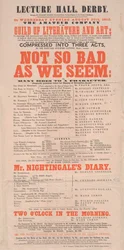 Dickens playbill: Not So Bad As We Seem at Lecture Hall, Derby, programme for August 25, 1852