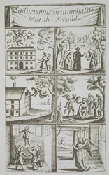 Diverse Manifestations of the Devil, copy of an illustration from Sadducismus Triumphatus Part II, by Joseph Glanvil, London 1681, used in a History of Magic, published late 19th century