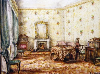 Drawing room interior in a country house, c.1848
