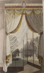 Drawing room window curtain, plate 100 from Ackermann