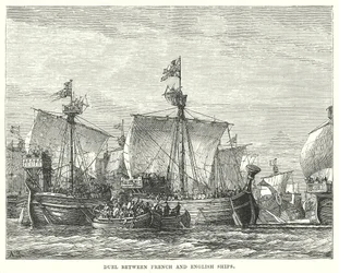 Duel between French and English Ships