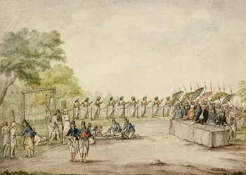 Dutch Judge and Javanese Rulers Witnessing the Execution and Mutilation of Criminals, Java