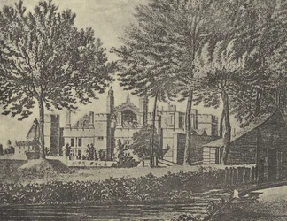 East View of the College, 1746 (engraving)