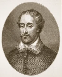 Edmund Spenser, from an engraving by G. Vertue, illustration from The Church of England: A History for the People by H.D.M. Spence-Jones