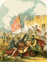 Edward I Brandishing the Javelin, and Swearing He Will Hang the Man Who Threw It