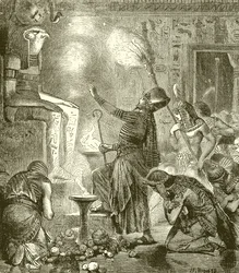 Egyptian King Worshipping in a Temple