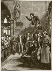Election meeting in Ireland, 1825, illustration from Cassell