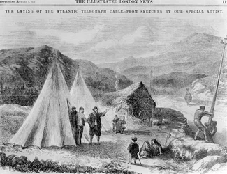 Encampment of workmen of the telegraph company on the road between Killarney and Valencia