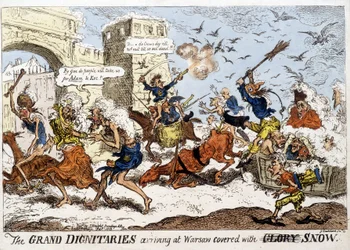 English Cartoon About the Arrival of the Napoleonic Army in Warsaw After the Russian Retreat in December 1812