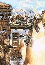 English soldiers attacking a city during the Crusades