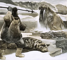 Eskimo Attacking Walrus