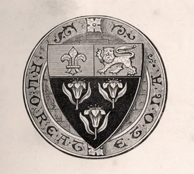 Eton Shield Laid Over Roundel with School Motto, illustration from Memoirs of Eminent Etonians by Sir Edward Creasy, published London 1876