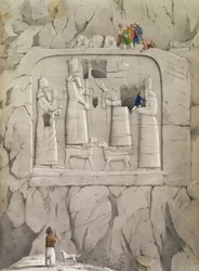 Examining an Assyrian Rock Sculpture, from 