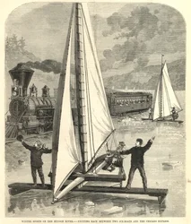 Exciting Race Between Two Ice-Boats and the Chicago Express